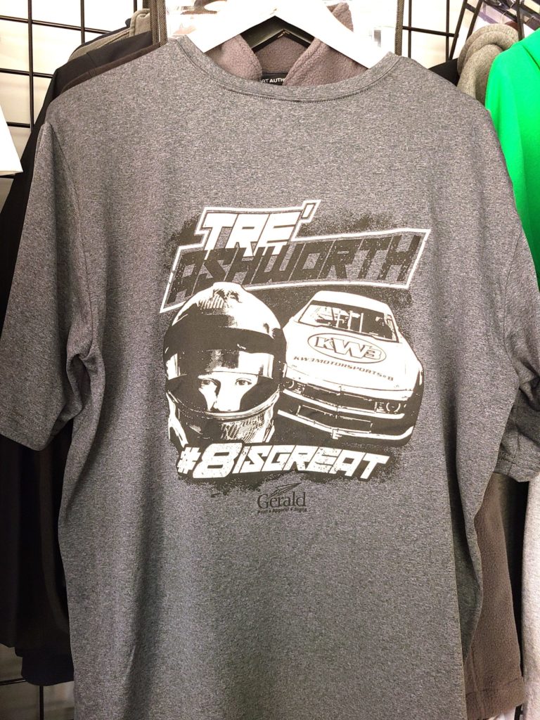 Custom screen printed t-shirt back design by Gerald Printing